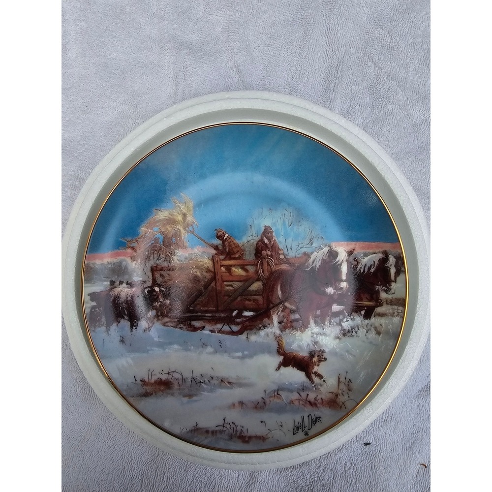 Lowell Davis Winter Chores Plate Danbury Mint American Farm Collection
